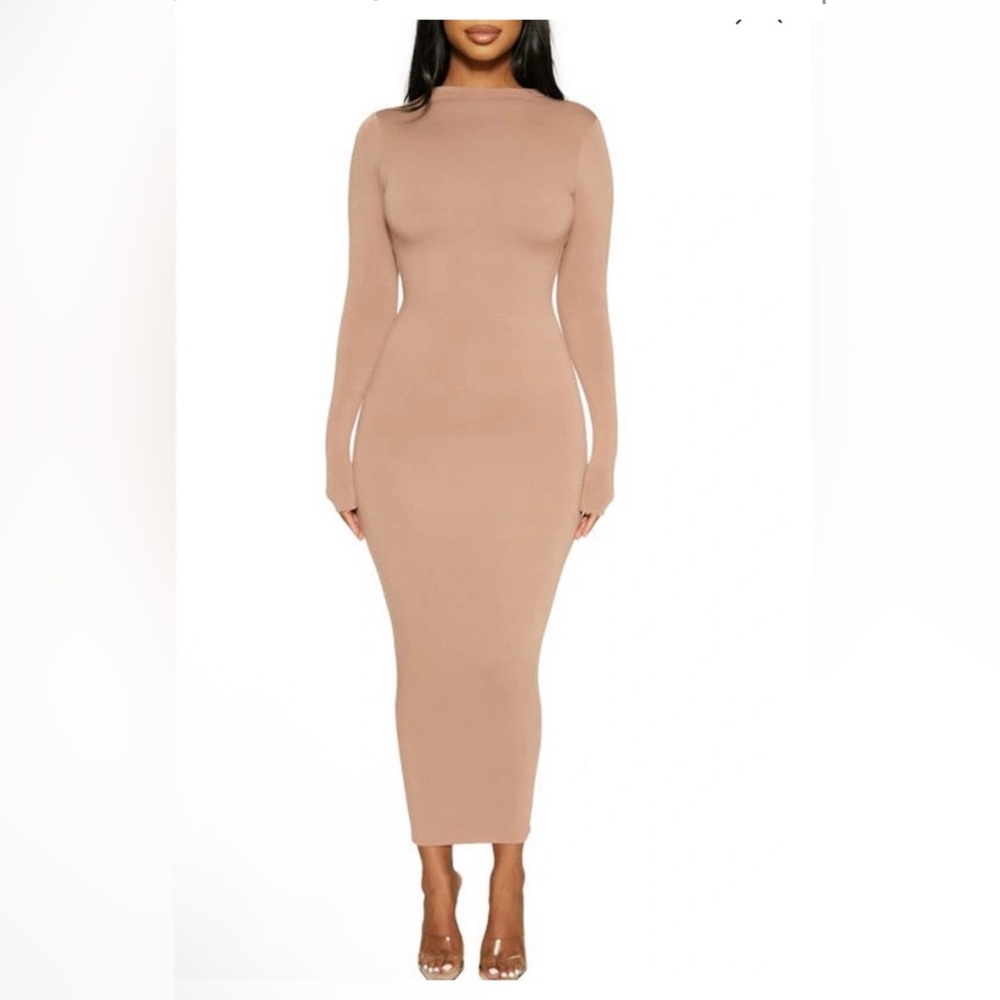 BNWT Naked Wardrobe Midi Pencil Dress in Coco size L